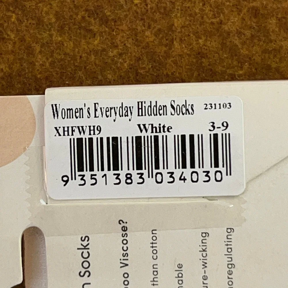 Boody Womens 3-9 White Bamboo Viscose Everyday Hidden No Show Socks NWT